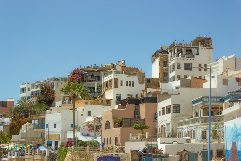 Charming Mediterranean architecture with colorful facades under a bright, sunny sky. Perfect travel destination.